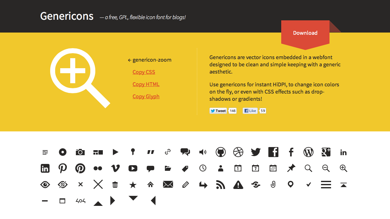 Genericons. A free, GPL, icon font.