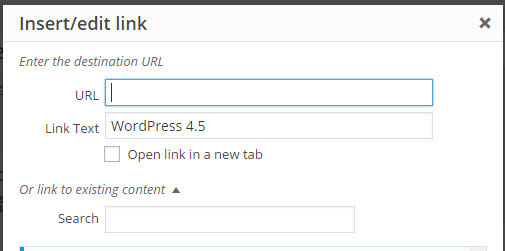 current wp link editor
