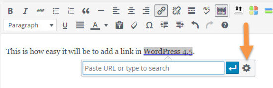 WordPress 4.5 Inline Link Settings