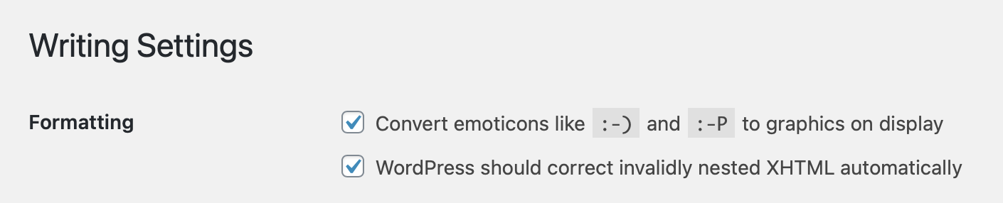 Writing Settings for Emoticons in WordPress