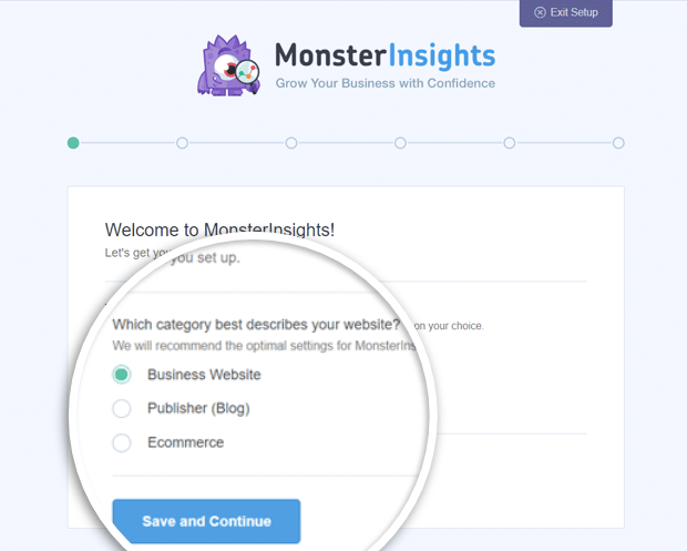 monsterinsights-select-website-category