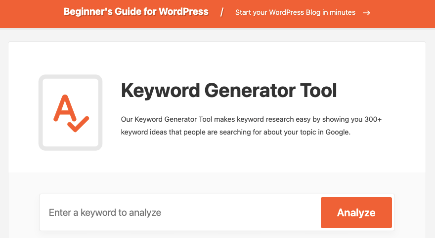 WPBeginner keyword generator tool