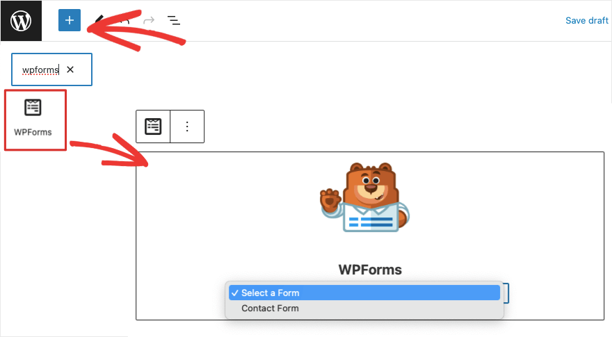 Add WPFforms in block editor