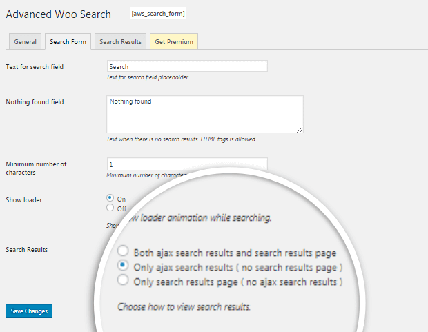 Advanced Woo Search settings