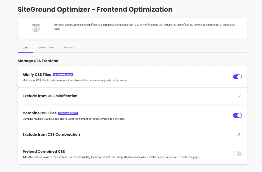 SG Optimizer frontend optimization