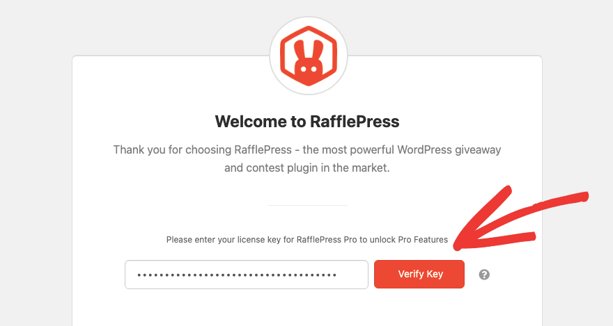 Verify license key in RafflePress