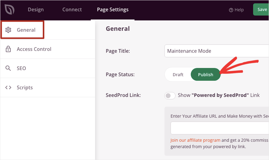 Publish maintenance mode page