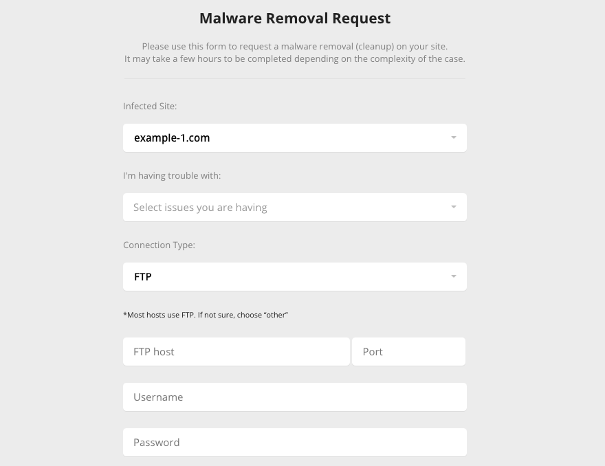 Sucuri malware request form