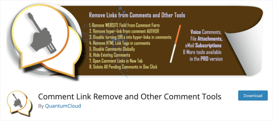 Comment link remover tool