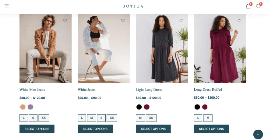 The free Botiga WooCommerce theme
